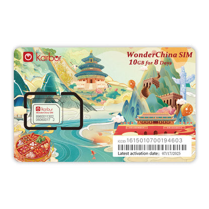 Karbor Greater China Travel SIM - Data Only SIM for China, HK & Macau - No VPN Needed, Plug & Play - 3-in-1 Prepaid Travel Card
